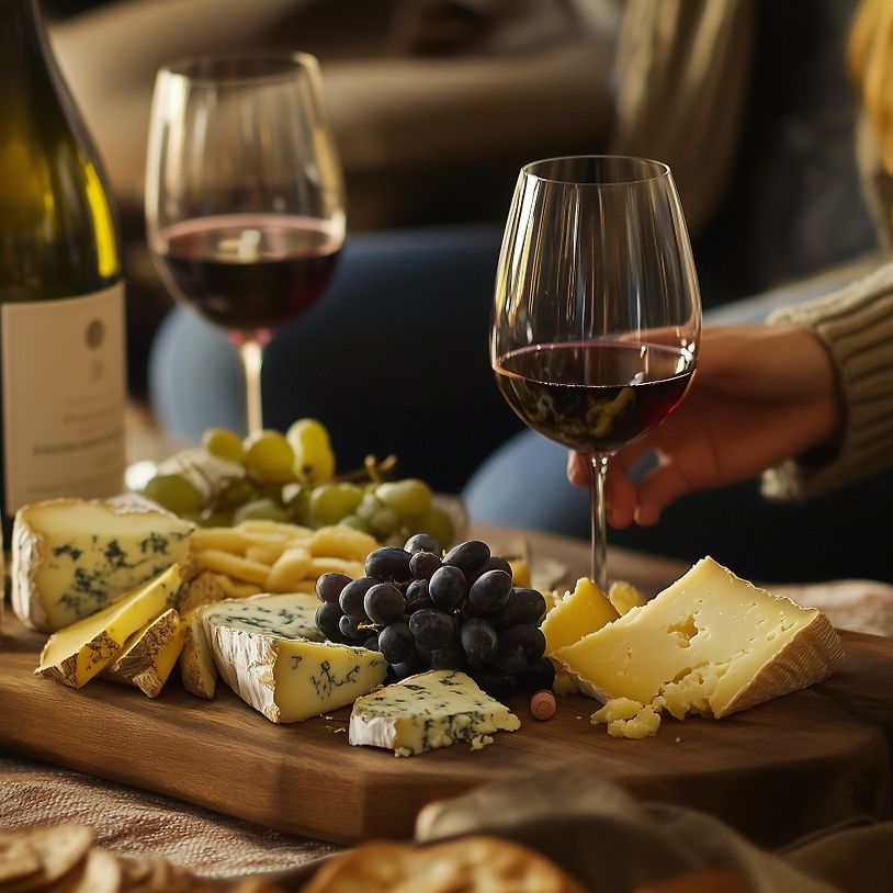 plateau de fromages et vin rouge à l'apéritif
