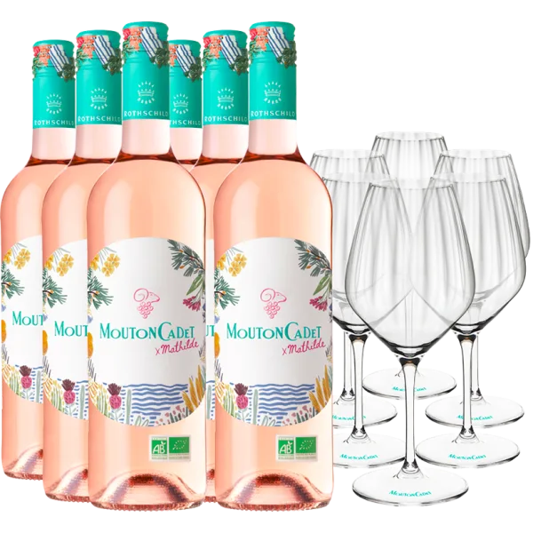 6 Bouteilles Mouton Cadet Rosé Bio X Mathilde Achetées = 6 Verres Offerts
