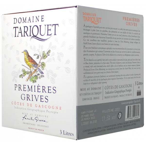 BIB 3L - Premiers Grives 2025 - Domaine Tariquet