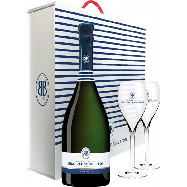 Champagne Besserat de Bellefon - Bleu Brut - en Coffret 2 Flûtes
