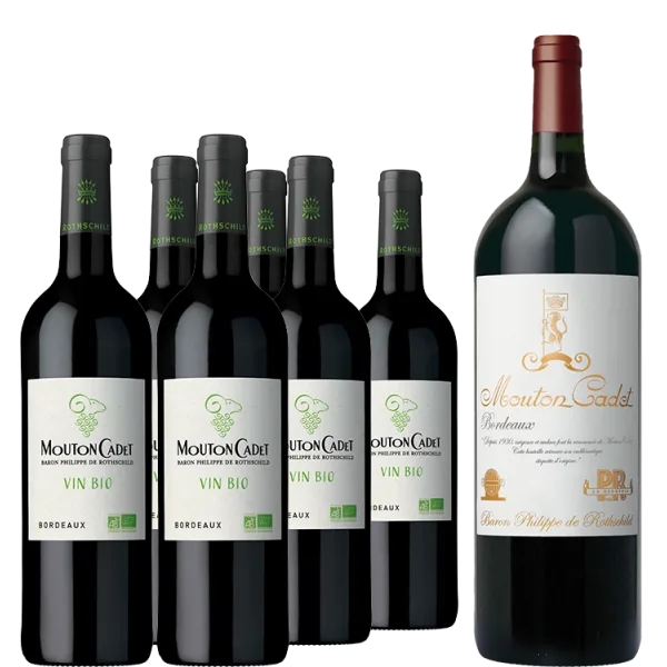 Pack 6 Bouteilles Mouton Cadet Bio 2023 - Baron Philippe de Rothschild + 1 Magnum Mouton Cadet Héritage 2023 OFFERT