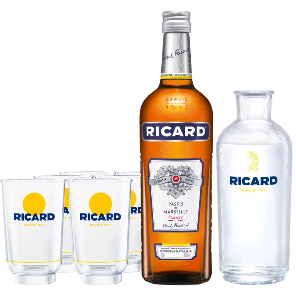 Pack Ricard + 6 Verres Allonge Lehanneur Ricard Nouveau Logo + 1 Carafe