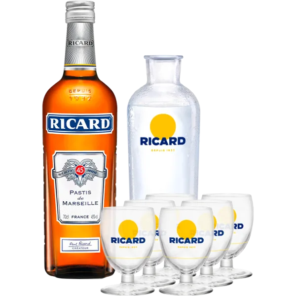 Cartone Ricard 70cl + 6 Bicchieri Ballons + Caraffa
