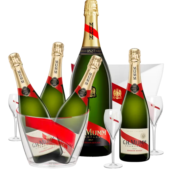 Pack Special Mariage Mumm Cordon Rouge : Champagne & Seaux & Flutes & Vasques