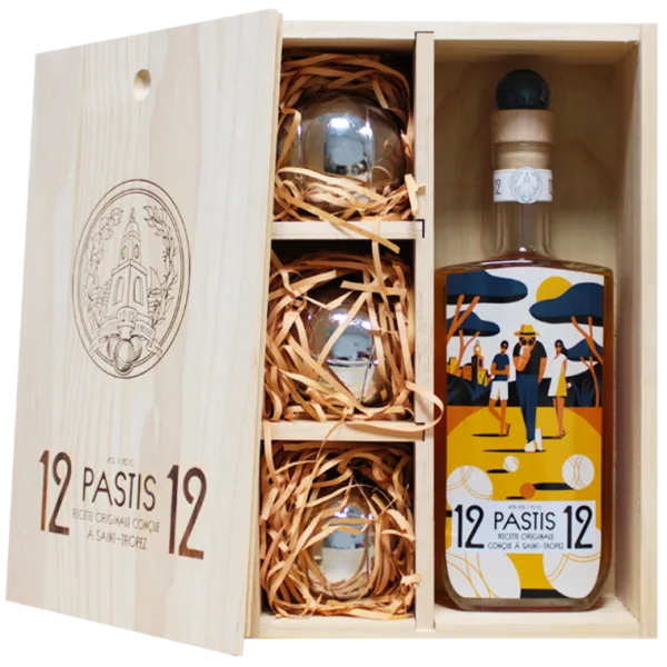 Pétanque 12/12 - Pastis de Saint Tropez + 3 boules - Coffret