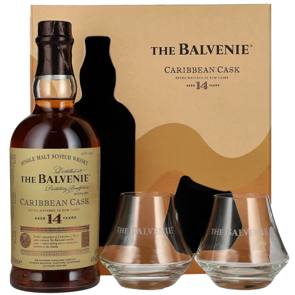 Whisky - Balvenie Caribbean cask 14 ans - Coffret + 2 Verres